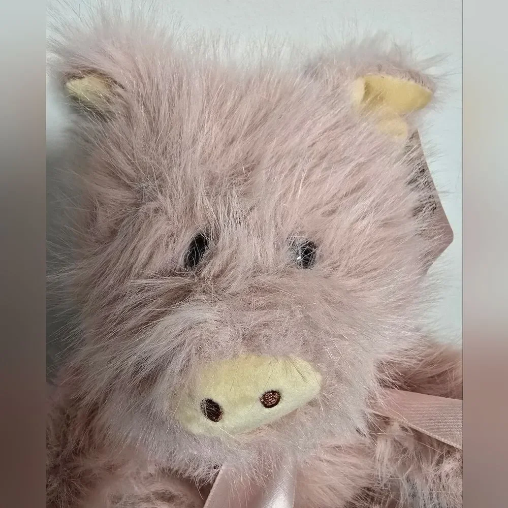 Easter Valentine's Birthday Medium Pink Furry Pig Plush 11